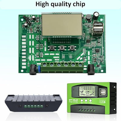 100A MPPT Solar Charge Controller 12v/24v Current Auto Focus MPPT Tracking Charge with LCD Display Dual USB Solar Regulator Charge Controller Multiple Load Control Modes