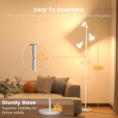 SIBRILLE 36W LED Tree Floor Lamp, Dimmable Tall Standing Lamp with Remote & Touch Control, 4 Color Temperatures Bright Floor Lamp, 3 Rotatable Light Modern Floor Lamps for Living Room Bedroom Office