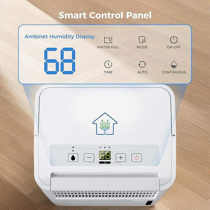 2,500 Sq Ft Portable Home Dehumidifier with Drain Hose, 74 OZ Water Tank, 24 Hr Timer, 3 Modes High Efficiency Compressor for Basement, Bedrooms, Bathrooms and Laundry Rooms