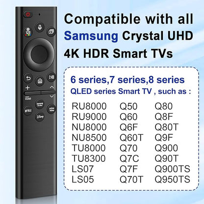 BN59-01385A Replacement Solar TV Remote Control for Samsung Smart TV/Neo QLED TVs (2021-2023) - Rechargeable via Solar/USB-C, Bluetooth, 4 Shortcut Keys