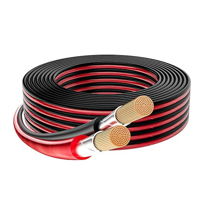 Mygatti 16/2 Gauge Speaker Wire 20FT, 16/2 AWG 2 Conductors OFC Pure Copper Electrical Red Black Cable for Car Speakers Stereo, Home Theater, Automotive Wire, Aluminum Foil Shield, Flexible Clear PVC
