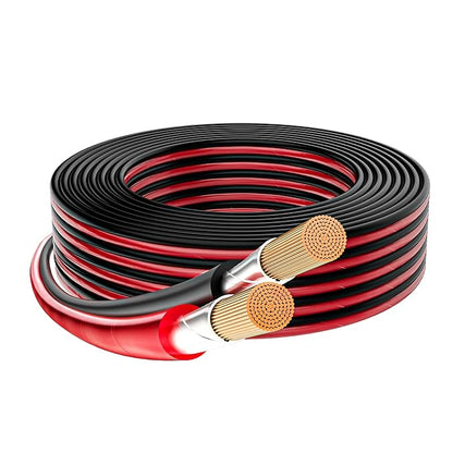 Mygatti 16/2 Gauge Speaker Wire 40FT, 16 AWG 2 Conductors OFC Pure Copper Electrical Red Black Cable for Car Speakers Stereo, Home Theater, Automotive Wire, Aluminum Foil Shield, Flexible Clear PVC