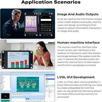 Hosyond ESP32-S3 Touchscreen Module, 2.8" 240x320 IPS LCD EPS32 Display with WiFi Bluetooth Capacitive Touch Screen for Arduino IoT Projects