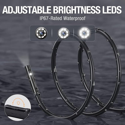 Dual Lens Endoscope with Light, Teslong USB-C Inspection Camera with 8+1 LED Lights, Flexible Waterproof Fiber Optic Snake Scope Compatible with iPhone 15, Android(16.5FT)