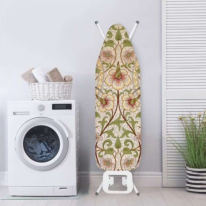 ZCFYGDX William Morris Art Ironing Board Covers,Stain Resistant & Anti-Scorch Elastic Edges Nylon Buckle Straps Hook & Loop Fastener Strap,Easy Install of Protective Decorative Cover 17x49 Inch