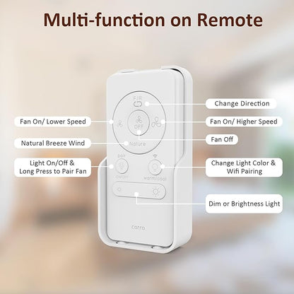 SMAAIR Walnut Solid 3- Blade Ceiling Fans with Lights, Dimmable LED Light, Reversible Motor Control on Remote & App Control 8 HrsTimer and 24 Hrs Schedule, Voice Device Connectable(52inch, Walnut)