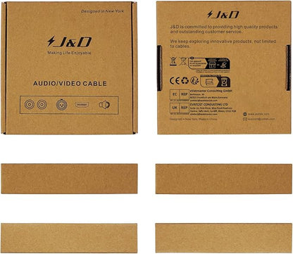 J&D 2 RCA Extension Cable Male to Female, Copper Shell Gold-Plated 2RCA Male to 2RCA Female Cable Stereo Audio Extender Cord Adapter, 9 Feet