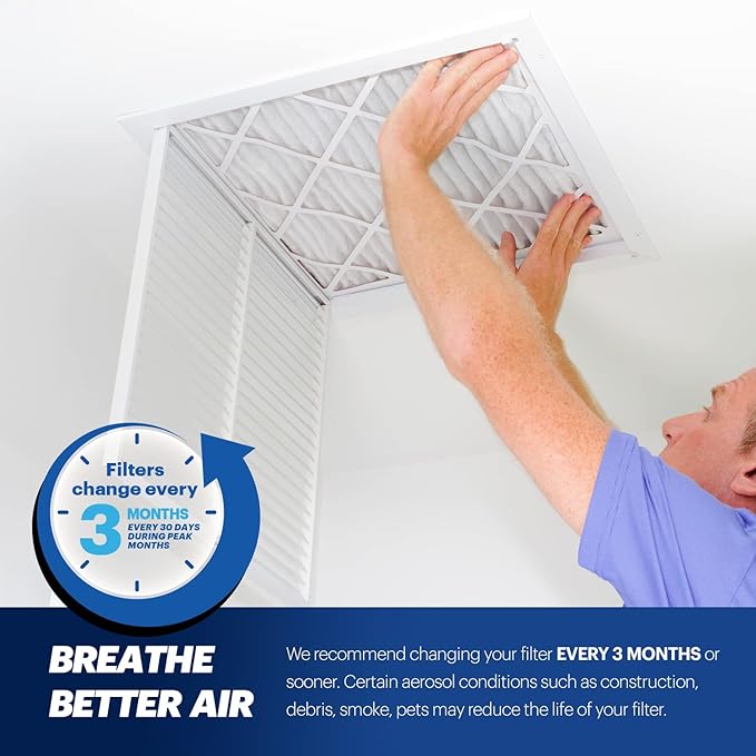 BNX TruFilter 14x14x1 Air Filter MERV 13 (6-Pack) - MADE IN USA - Electrostatic Pleated Air Conditioner HVAC AC Furnace Filters for Allergies, Pollen, Mold, Bacteria, Smoke, Allergen, MPR 1900 FPR 10