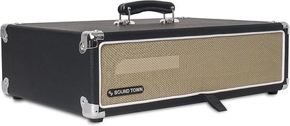 Sound Town Vintage 2U Amp Rack Case, 12.5" Depth with Rubber Feet, Dust Cover, Kickstand, Black (STVRC-2BK)
