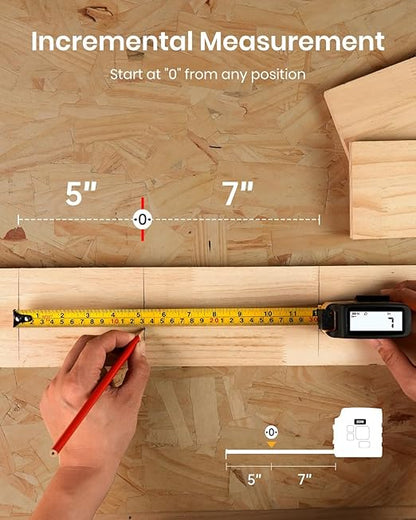 3-in-1 Digital Tape Measure with Laser, 165Ft Laser Tape Measure & 16Ft Digital Measuring Tape, 8 Metric and Imperial Units, Distance Area Volume 1/2 midpoint, Laser Measure Tool, Almighty Tools, APP