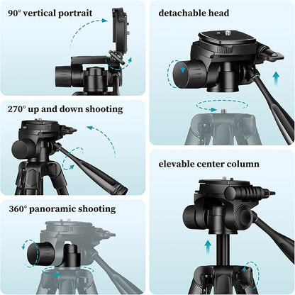 JOILCAN Phone Tripod, 68" Tripod for Phone Stand Video Recording Photos, Travel Floor Tripods Compatible with iPhone Canon Nikon DSLR, Cell Phone Tripods with Remote/Travel Bag