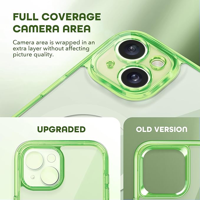 Magnetic for iPhone 15 Plus Case, Compatible with MagSafe, Built-in Privacy Screen Protector and Camera Protection, Anti Spy Full Body Dustproof Shockproof Hard Phone Case 6.7", Bright Green