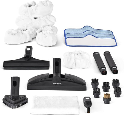 Dupray Neat Steam Cleaner with 22-Piece Accessory Kit – Versatile, Portable Steamer for Floors, Upholstery, Tiles, and More, removes 99.9% of Bacteria & Viruses (incl. x5 Large Bonnets)