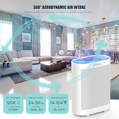 AZEUS 2-Pack Large Room Air Purifier for Home | Efficient Air Circulation | Quiet Operation | Sleek Design | Ideal for Living Room, Bedroom & Office