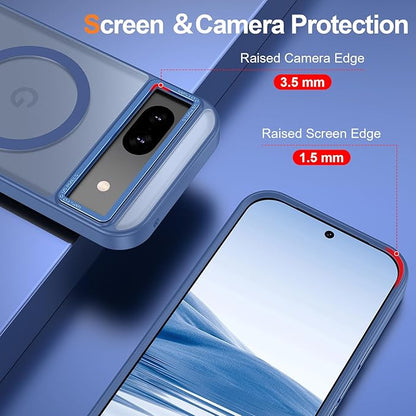 Magnetic for Google Pixel 8a Case, [Military Grade Drop Protection] [Compatible with MagSafe] Shockproof Slim Translucent Matte Anti-Slip for Women Girls Men Case, Blue