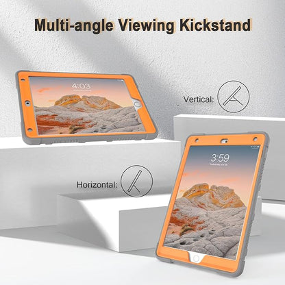 Rantice iPad 9th Generation Case, iPad 8th Generation Case, iPad 7th Generation Case, Hybrid Shockproof Rugged Drop Protection Cover with Kickstand for iPad 10.2'' (Gray+Orange)