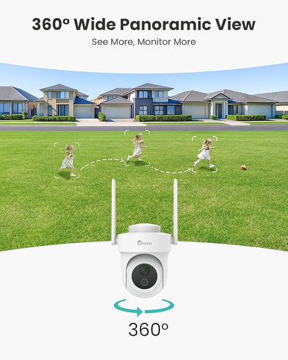 CAMSTRO 4K Security Cameras Wireless Outdoor, Solar Cameras for Home Security Battery-Powered, 360° Pan & Tilt, 3MP Color Night Vision, Two-Way Audio, Compatible with Alexa