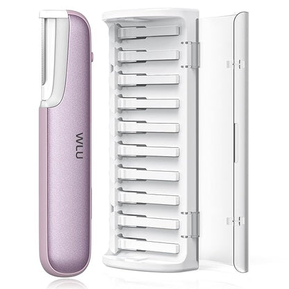 Dermaplaning Tool for Women Face - Edge Technology Sonic Dermaplane Razor for Facial Exfoliation & Peach Fuzz Hair Removal with 10 Refill Blades (Purple)