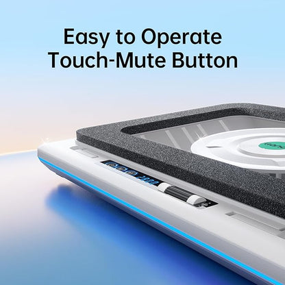 llano RGB Laptop Cooling Pad, White, Powerful Turbofan, Quiet Cooling, Touch Control, LCD Screen, Seal Foam, 15-19in Laptops