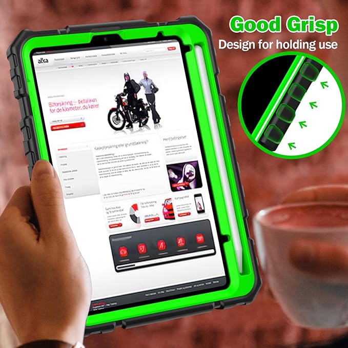 Grifobes Case for iPad mini 7 (A17 Pro) 2024 / Mini 6 2021 8.3 inch, Heavy Duty Shockproof Rugged Cover with Pencil Holder Stand, for I Pad Mini7th/6th Gen 8.3" Case for Kids Boys (Black+Green)