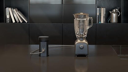 Kitchen Countertop Hidden Power Outlet w/USB, Motorized Pop Up, Custom Top Compatible (Black, 15 Amp)