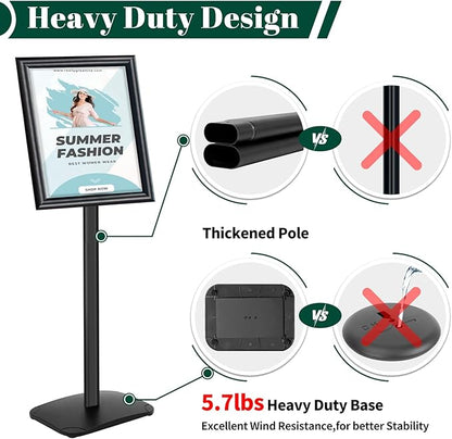Mutualsign 3Pcs Heavy Duty Pedestal Sign Holder for Display, 11 x 17 inches Adjustable Floor Standing Sign Holder with Weighted Base , Sign Stand for Indoor/Outdoor Advertising，Black