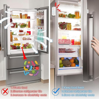DAYTECH Fridge Door Alarm When Left Open with Delay 1/2/3/4 mins Adjustable 0 to 120 dB Freezer Alarm Reminder Refrigerator Door Alarm for Home Garage Basement Business 6 Sets White