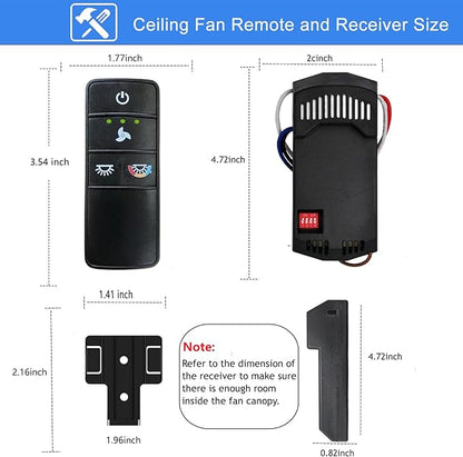 A25-TX028C Universal 3-Speed Ceiling Fan Remote Control Kit Replacement for Hampton Bay Home Decorators Collection Hunter - Light Dimmer & Color-Changing, w/Holder Replacement for TX028C-S TX028C-RS