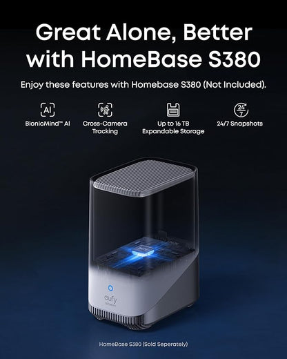 eufy Security eufyCam S4,4K Solar Camera Wireless Outdoor, Triple Lens Bullet-PTZ Cam, 360° View, 8X Auto Zoom, Al Recognition,AI Track, Color Night Vision, 0 Monthly Fee, Local Storage