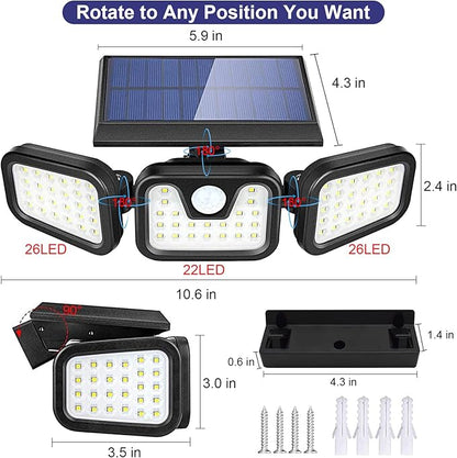 AVJONE Solar Lights Outdoor, 3000LM Super Bright Motion Sensor Outdoor Lights, IP65 Waterproof 6500K Solar Powered Security Flood Light for Garage Yard Patio