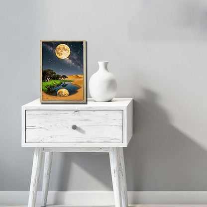 URVIP LED Glowing Photo Frame, 3D Starry-Sky Blue Moon Wall Art, 9x12 Inches Dimmable Light Up Light Painting for Bedroom, Unique Aesthetic Decor, Great Birthday Gift for Women Men