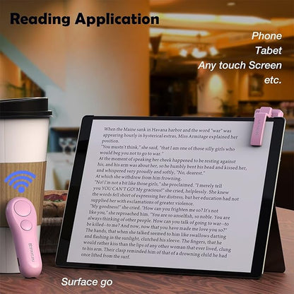 SK SYUKUYU RF Remote Control Page Turner for Kindle Reading Ipad Surface Comics, iPhone Android Tablets Reading Novels Taking Photos(Pink)