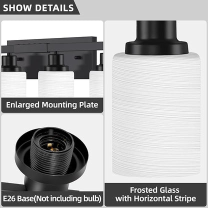 DIKAIDA 10 Light Bathroom Vanity Lights Over Mirror, 65.4 inch Black Vanity Lights Fixtures with White Glass Shades Matte Black Modern Vanity Lights Black Bathroom Wall Lighting for Mirror Bedroom