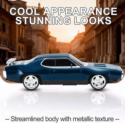 Retro Car Bluetooth Speaker with HD Stereo Sound, TWS Pairing, LED Party Lights, Built-in Microphone, Portable Wireless American Vintage-Style Bluetooth Speaker for Home, Office & Outdoor (Blue)