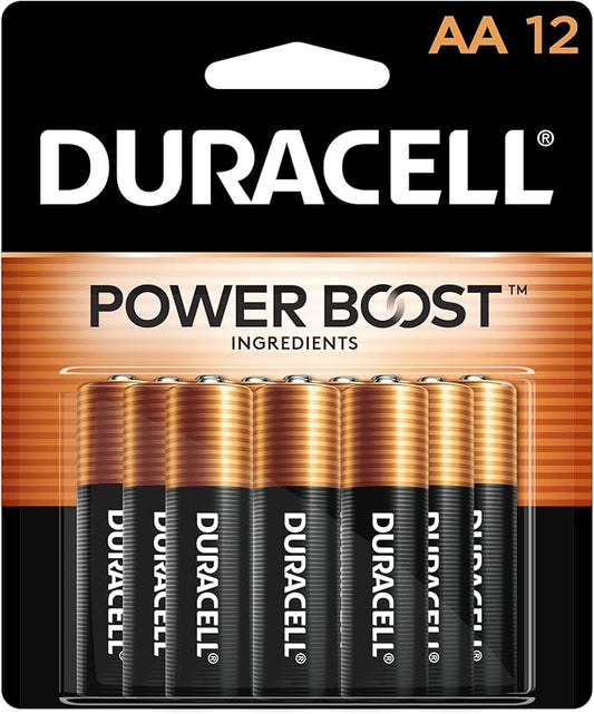 Duracell Coppertop AA Batteries with Power Boost Ingredients, 12 Count Pack Double A Battery with Long-lasting Power, Alkaline AA Battery for Household and Office Devices