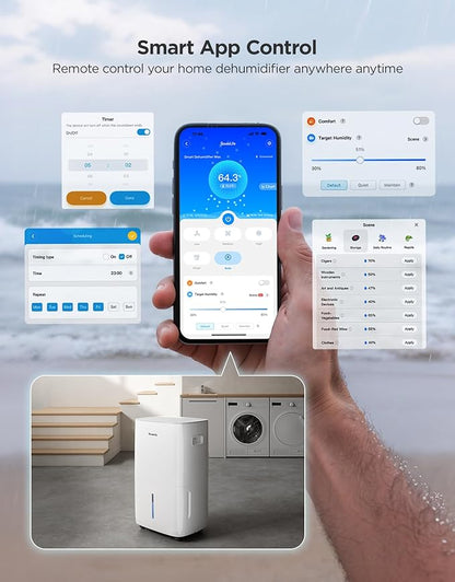 GoveeLife Dehumidifier for Home 4,500 Sq. Ft. 50 to 137 Pint with Pump, Drain Hose, Smart Dehumidifier for Basement with Humidity Control, Auto Shut Off/Defrost, 5 Modes, Bedroom, Bathroom, Garage