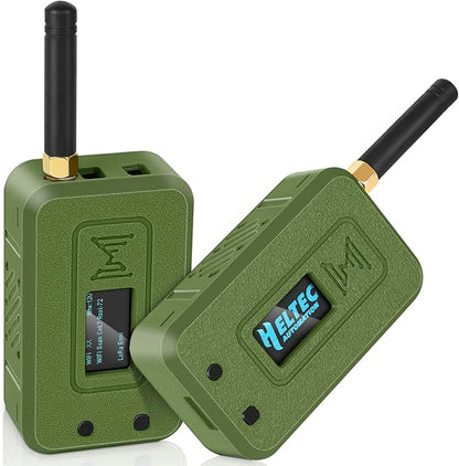 Meshnology 2 Set ESP32 LoRa V3 Module Board with 915 MHz Antenna + 3000mAh Battery + Case - WiFi Blue Tooth SX1262 CP2102 0.96” OLED Display Type C for Ar duino Meshtastic IoT (N35, Green)