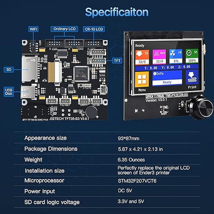 BIGTREETECH SKR Mini E3 V3.0 Control Board +TFT35 E3 V3.0.1 Touch Screen Display 32Bit Silent Board Integrated with TMC2209 UART Stepper Driver Compatible with Ender 3/5 Ender 3 Pro/V2 3D Printer