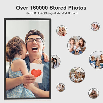 32-Inch FHD 64GB Extra Large Digital Picture Frame - 1920x1080 IPS 1080P Digital Photo Frame, Remote Control, Sync Smartphone Screen, Share Photos Videos via App Email, for Mom Dad