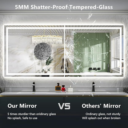 YEELAIT 88x38 Inch LED Bathroom Mirror with Lights Front and Backlit Lighted Vanity Mirror for Bathroom Wall with 3 Colors Dimmable Anti-Fog Memory Shatter-Proof IP54 Waterproof Horizontal/Vertical