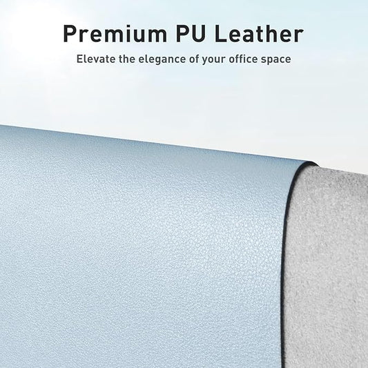 Aothia Leather Desk Pad Protector, Mouse Pad, Office Desk Mat, Non-Slip PU Leather Desk Blotter, Laptop Desk Pad, Waterproof Desk Writing Pad for Office and Home (36" x 17", Baby Blue)