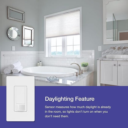 Lutron Maestro Motion Sensor Light Switch Indoor for Bathroom, Garage, Laundry Room, Any Bulbs, Occupancy Vacancy Sensor, Single-Pole, MS-OPS2-PD, Palladium