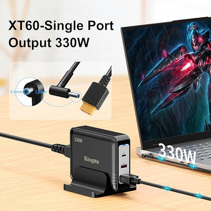 330W HP OMEN Gaming Laptop Charger for HP OMEN 15/16/17,Pavilion Gaming Laptop 16/15 3-Port PD 3.0 (20V/16.5A) GaN Fast Charging Station with 45-30mm Cable for Professional Engineering Laptops