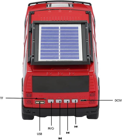 WSTER Solar Off-Road Car Bluetooth Speaker – HD Stereo Sound with TWS Pairing, TF/USB Playback, Portable Bluetooth Car Speaker for Home Audio, Outdoor Use & Retro Gifts for Men (Red)