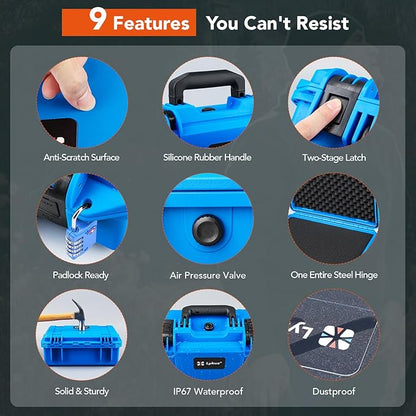 Lykus HC-3310 Waterproof Hard Case with Customizable Foam Insert, Interior Size 12.99x8.27x5.31 in, Suitable for pistol,camera,lens,drone,mic,flashlight,telescope,action cam,electronics,tools,and more