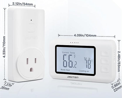 Wireless Thermostat for House, SENSTREE Remote Temperature Controller, Temperature Control Plug, Support Heating/Cooling Mode, for Window A/C, Fan, Space Heater,in Home,Baby Room, Attic, Garage