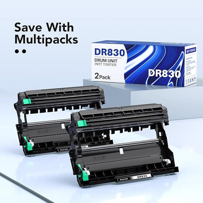 DR830 Drum Unit (Not Toner) Compatible Replacement for Brother DR830xl DR830 Drum TN830XL Toner Cartridge Use for HL-L2460DW HL-L2405W DCP-L2640DW Brother MFC-L2820DW MFC-L2900DW, 2 Pack of Black