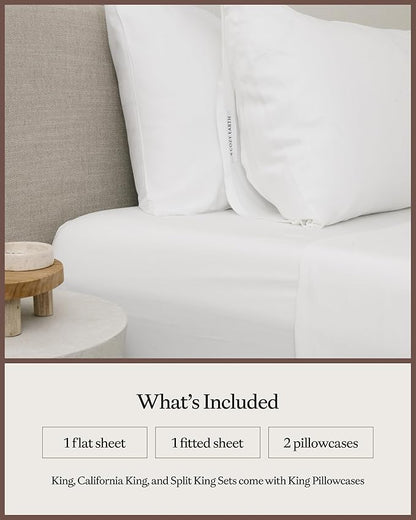 Cozy Earth Luxury Bed Sheet Set - 100% Viscose from Bamboo Fabric, Ultra-Soft & Breathable, Fits Regular & Deep Pocket Mattresses up to 20" - 5 Pieces Split King Sheet Set White