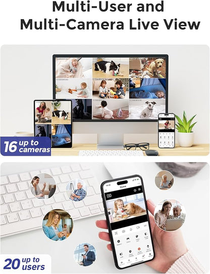 Hugolog 4K 8MP Indoor Pan/Tilt Security Camera with Auto-Focus,Ideal for Baby Monitor/Pet Camera/Home Security,Starlight Color Night Vision,Human/Pet AI,Noise Reduction,US Cloud,Works with Alexa