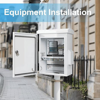 Outdoor Electrical Box, Cold-Rolled Steel Plate, Aluminum Alloy Back Beam, One-Piece Ventilation Design, IP65 Waterproof, Wall/Pole Mounted (17.8" x 13.9" x 8")